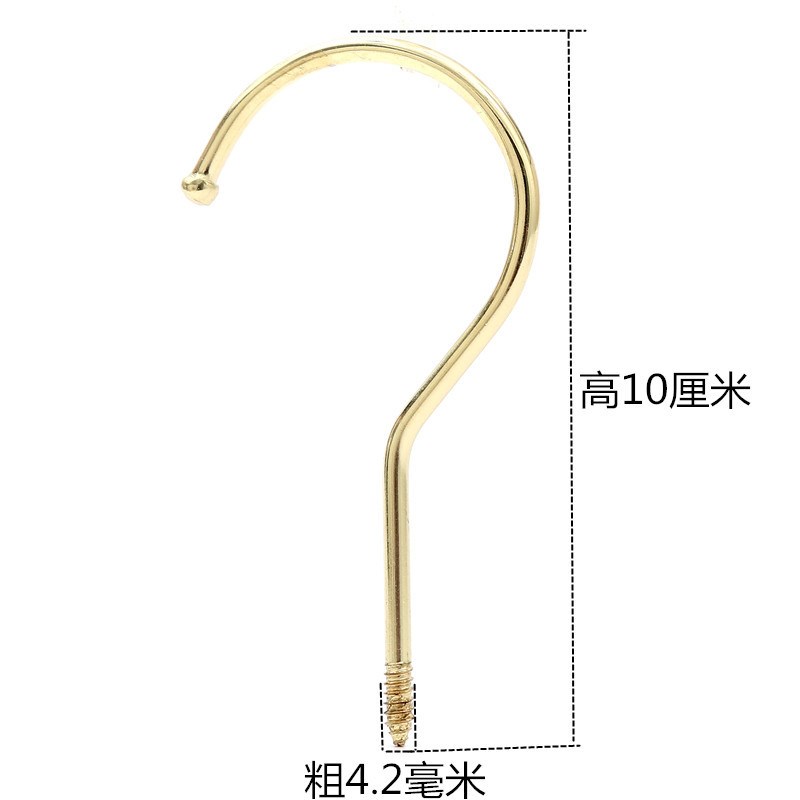服装店塑料木衣架扁钩子长铁钩加粗挂衣钩金黑色圆挂勾新款