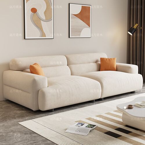 奶油风胖子布艺沙发简约客厅小户型出租房公寓三人位Y直排布艺沙