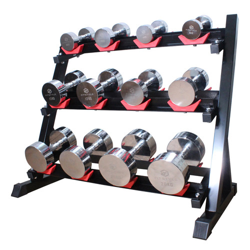 菲仕达纯钢固定式电镀哑铃男三层哑铃架商K用私教家用健身哑铃套