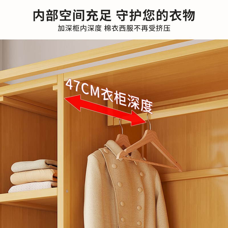 出租房用大衣柜j卧室单人美式推拉门组装衣橱简易衣服收纳结实耐