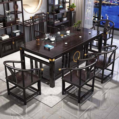 新中式仿古阳VBX茶几实木茶椅桌组一合家用茶桌台体一整套功夫泡