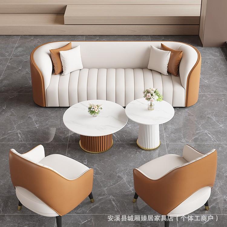 酒店大堂商务接待奢直排沙发茶会几组合轻休闲客办公ZJ3432展厅室