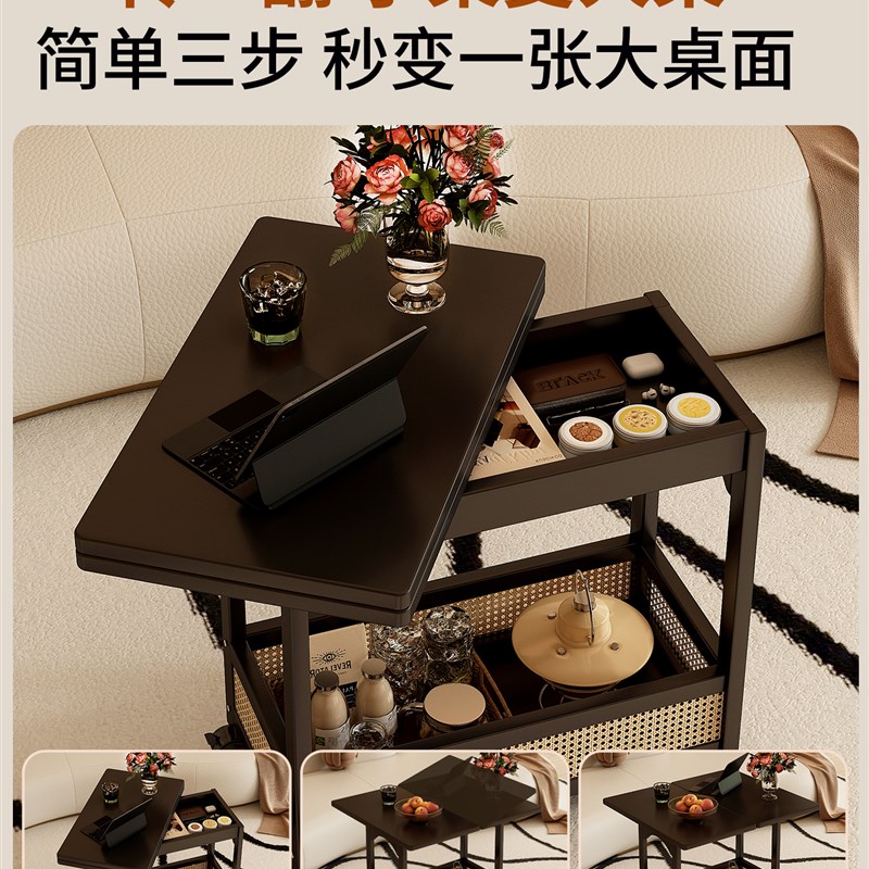 移动边几茶几小户型专用客厅沙发边柜可折叠桌Q子阳台茶几餐桌两