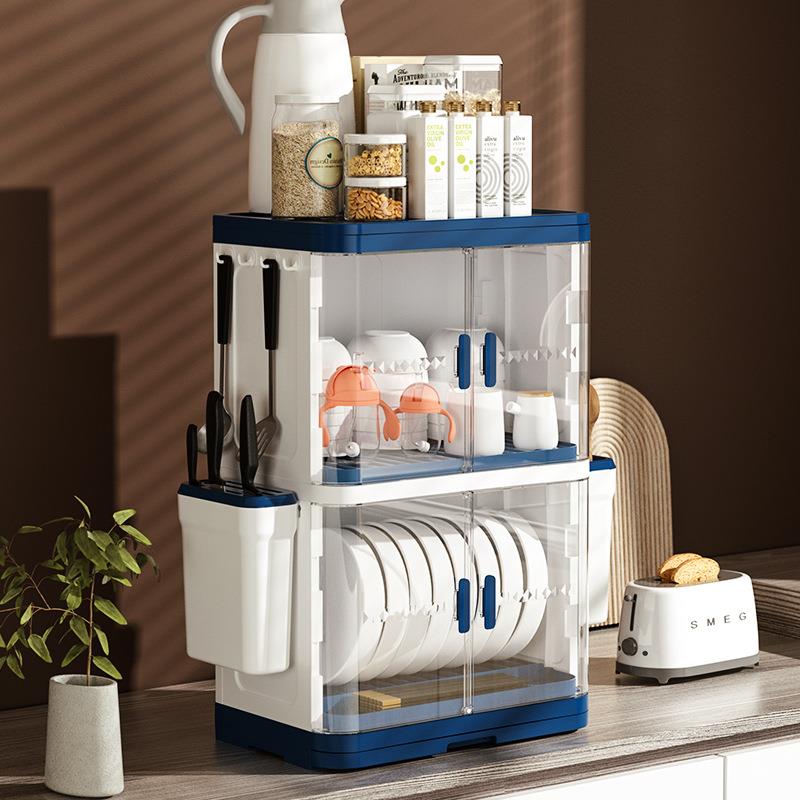 厨9001房碗架层双开多门带盖放餐具置物架多功能物储防尘碗柜筷收