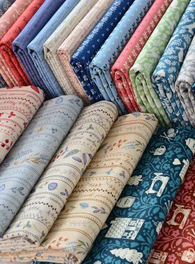 简20支27910纯棉布料手工DIY拼布居布艺花服装印字母田园碎花约家