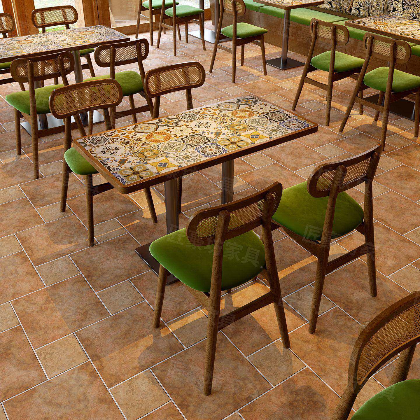 南亚桌子东复古桌椅啡组餐厅卡座沙发酒店湘菜88馆合饭店咖厅