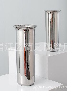 现代电镀陶瓷花瓶摆件桌客厅餐玄关茶几样花板XKF房插干花器桌面