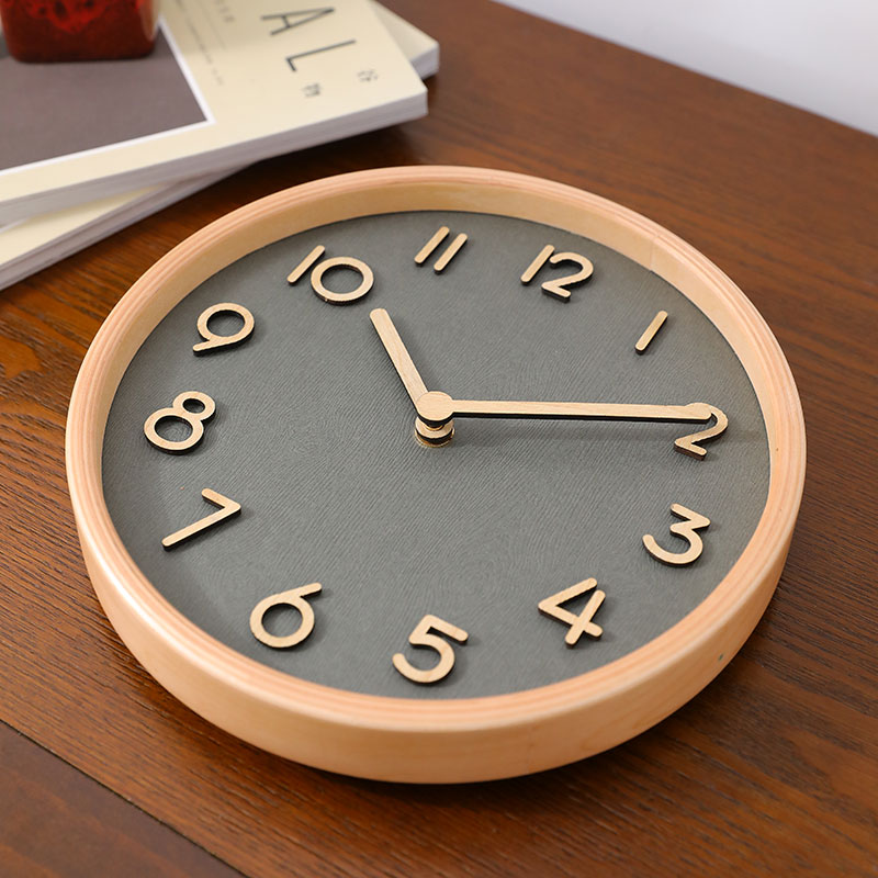 实木简约挂钟家用时尚客厅小时钟挂墙现代H大挂表2022新款石英钟