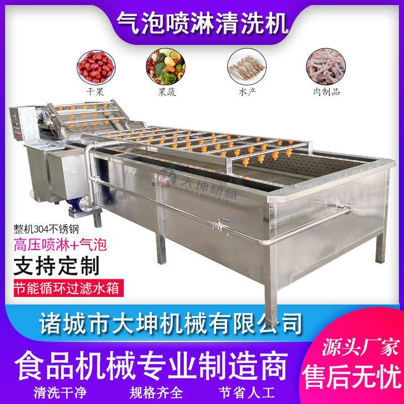 连续式水果鼓泡喷淋清洗机 桑葚臭氧杀菌清洗设备 李子清洗生产线