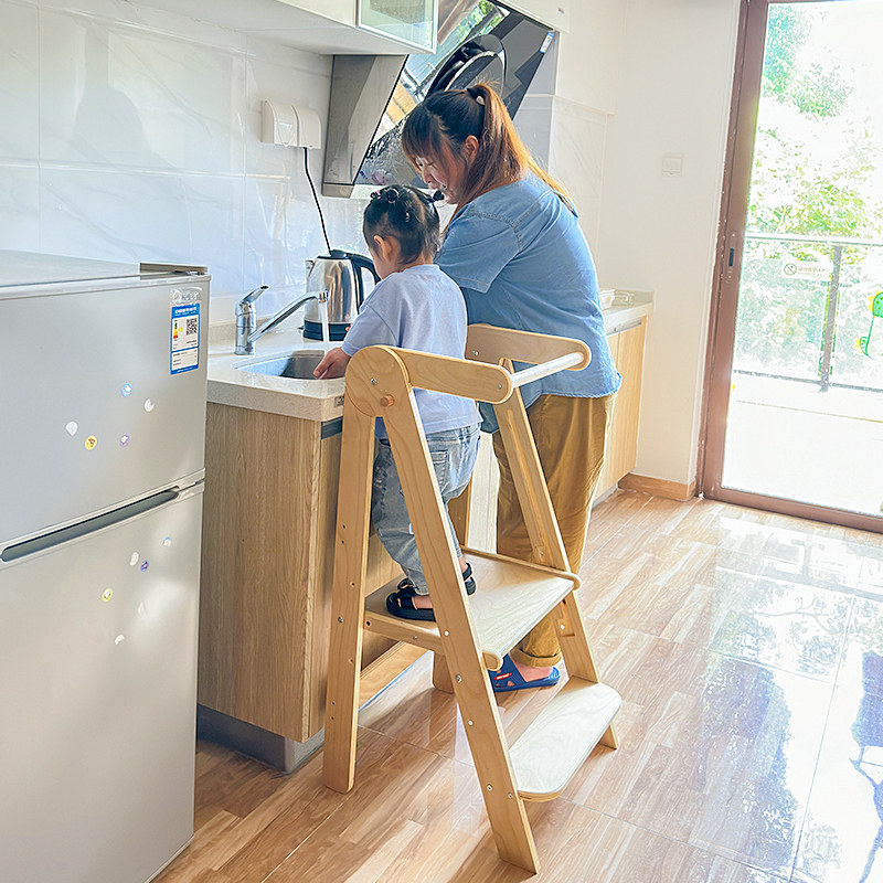 儿童洗手凳宝宝蒙氏实木学习塔幼儿台阶踏脚凳可折叠带扶手厨房椅,住宅家具,儿童踏脚凳（原婴童）,淘宝优惠券,粉丝福利购,淘宝优惠卷