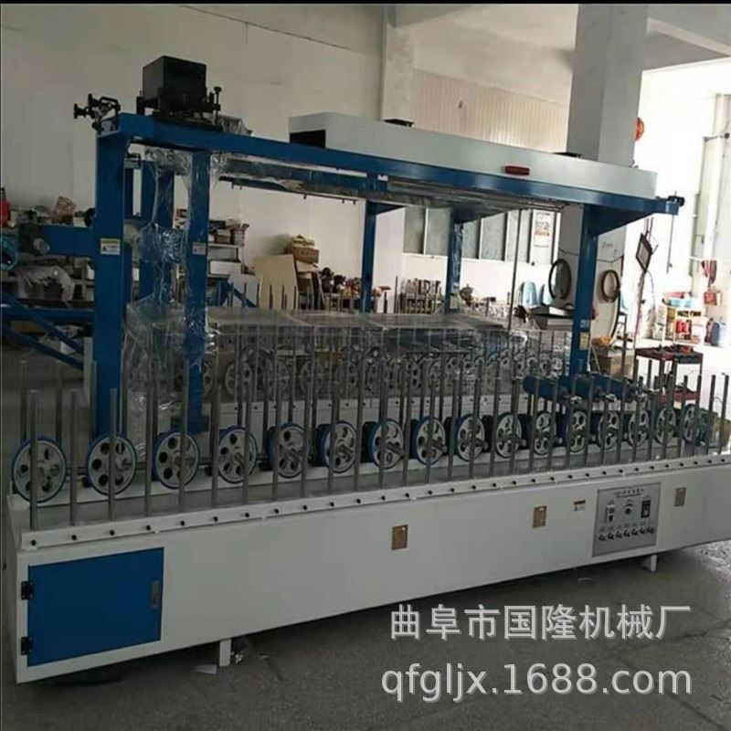 供应 竹木纤维板 集成墙板包覆机 自动修边 圆管铝型材覆膜机