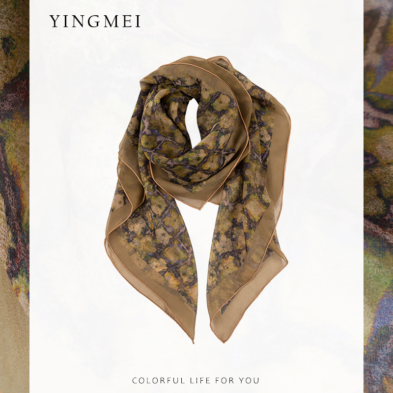 盈妹遇见幸运丨绿色系薯莨工艺丝巾女2024新款大方巾夏季薄款披肩