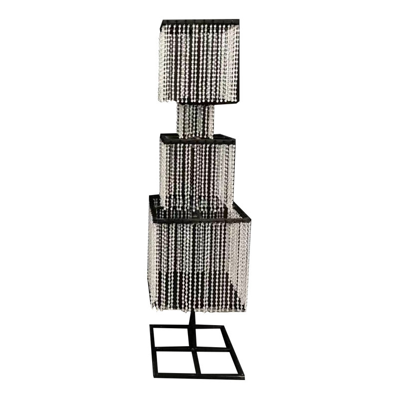 婚庆路引水晶珠帘装饰韩式婚礼舞台背景铁艺方柱摆件场景布置道具