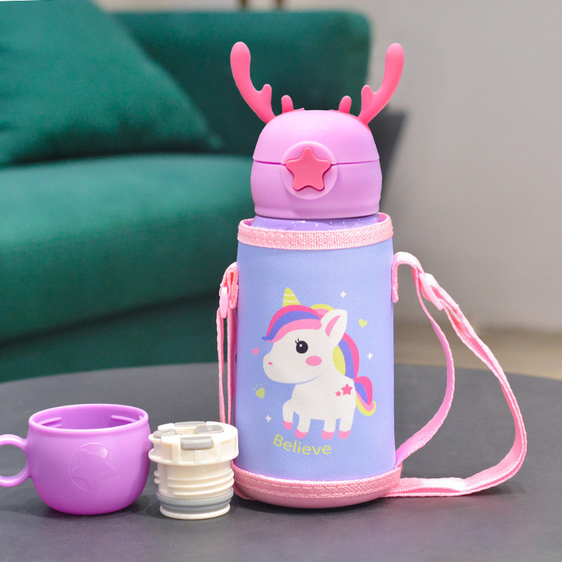 可爱鹿角杯儿童水杯宝宝卡通保温杯带吸管宝宝两用杯子316不锈钢,餐饮具,保冷/保温杯,淘宝优惠券,粉丝福利购,淘宝优惠卷