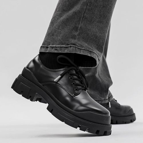 厚底增高德比鞋男黑色高级感皮鞋英伦通勤正装大头鞋