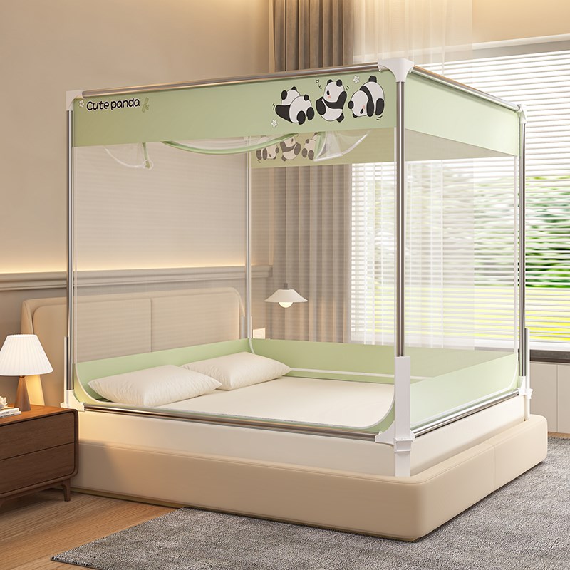 新款围栏全底防摔蚊帐家用儿童防掉床1.5m全封闭拉链加粗滚珠支架