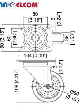Penn Elcom 番尔康 W0985/80 万向轮脚轮轮子滚轮万向轮带刹车
