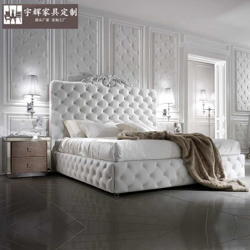 轻奢双人床主卧2米大床简约现代法式床皮床1.8米婚床欧式公主床