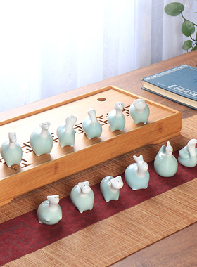 十二12生肖招财转运陶瓷鼠牛虎兔龙蛇马羊猴鸡狗猪小号摆件工艺品