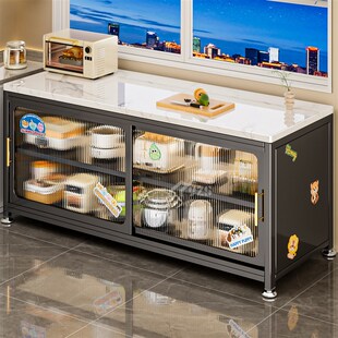 岩板厨房置物架餐边储物落地多层微波炉烤箱多功能P收纳碗盘柜整