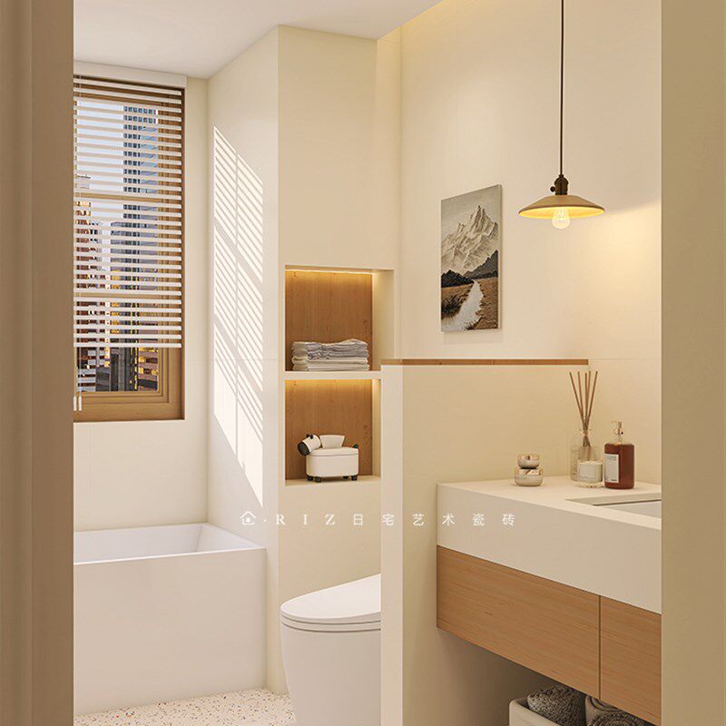 水磨石瓷砖地砖600X1200浴室砖防滑墙砖瓷砖奶油风格彷水磨石