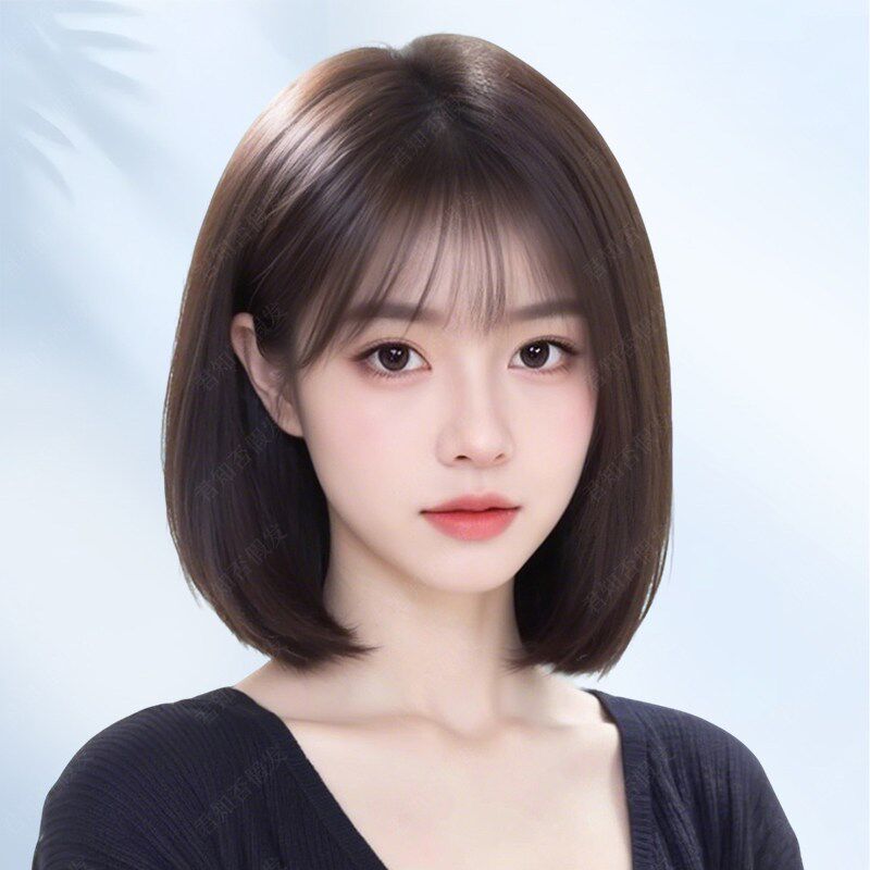假发全头套女真人发丝短发日常自然长发无痕M隐形波波头新款假发