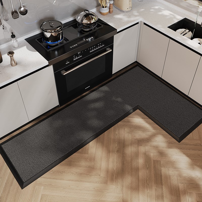 厨房地垫家用耐脏免洗防滑吸水脚垫L型高端地毯长条形转角防摔垫