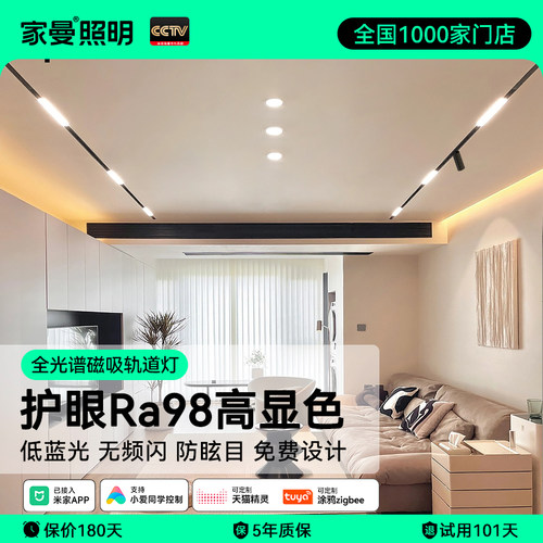 磁吸轨道灯嵌入式无主灯客厅照明明装灯K槽泛光灯暗装智能磁吸灯