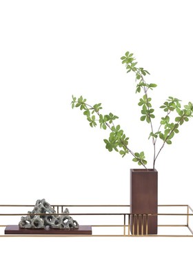 新中式花艺套装摆件样板房售楼处酒店客厅玄关洽谈桌软装饰品摆放