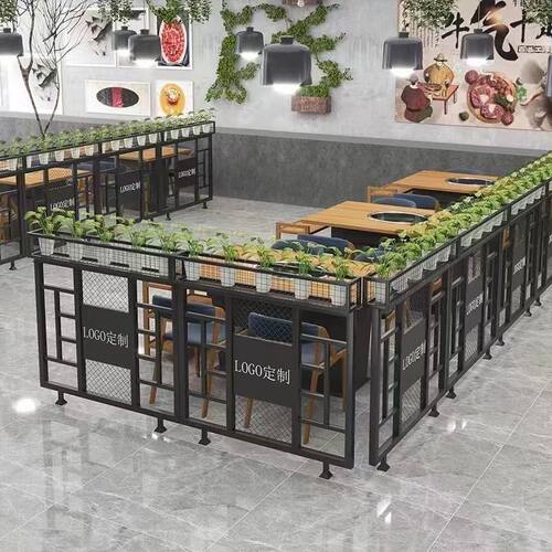 铁艺餐厅隔断花架商用屏风矮隔墙 黑白色花篮Z款可客制化