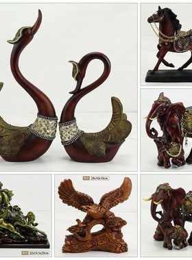 玄关柜摆件招财镇宅大象马到成功工艺品客厅橱柜办公室书架装饰品