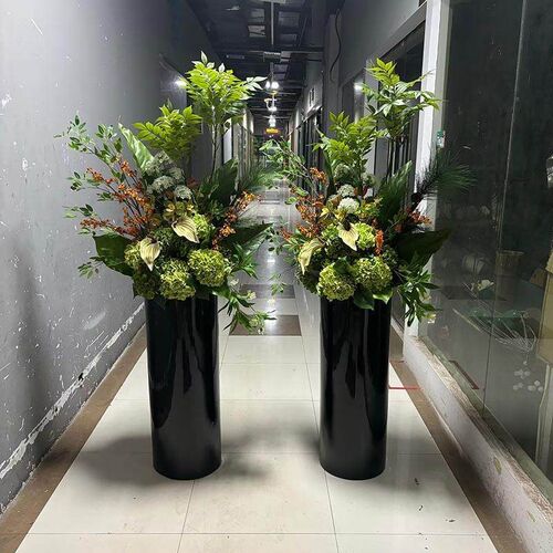 大型落地高品f质中式现代仿真花艺套装酒店别墅商场旋转门客厅装