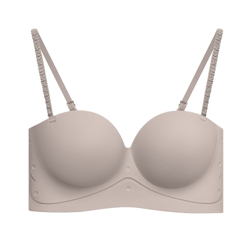 小胸聚拢无痕内衣女加厚5CM中厚aa馒头杯显大可拆卸肩带两穿文胸