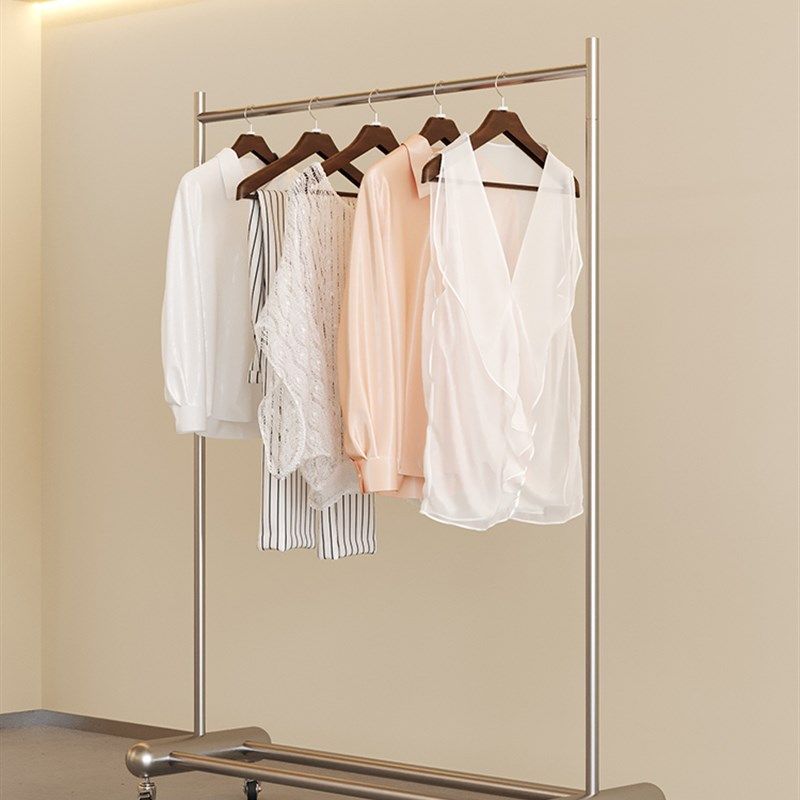 晾衣架不锈钢单杆落地阳台家用支架室内卧室晒衣架多功能移动衣架