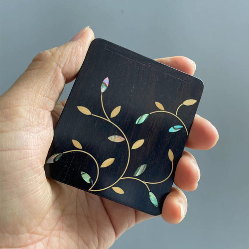 红木随身携带镜子小号迷你折叠超B薄化妆补妆双面贝壳木质情侣礼