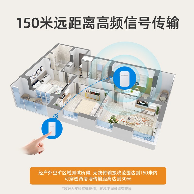 门铃无线家用呼叫器大音量自发电门铃免插电叮咚超远距离入户单元