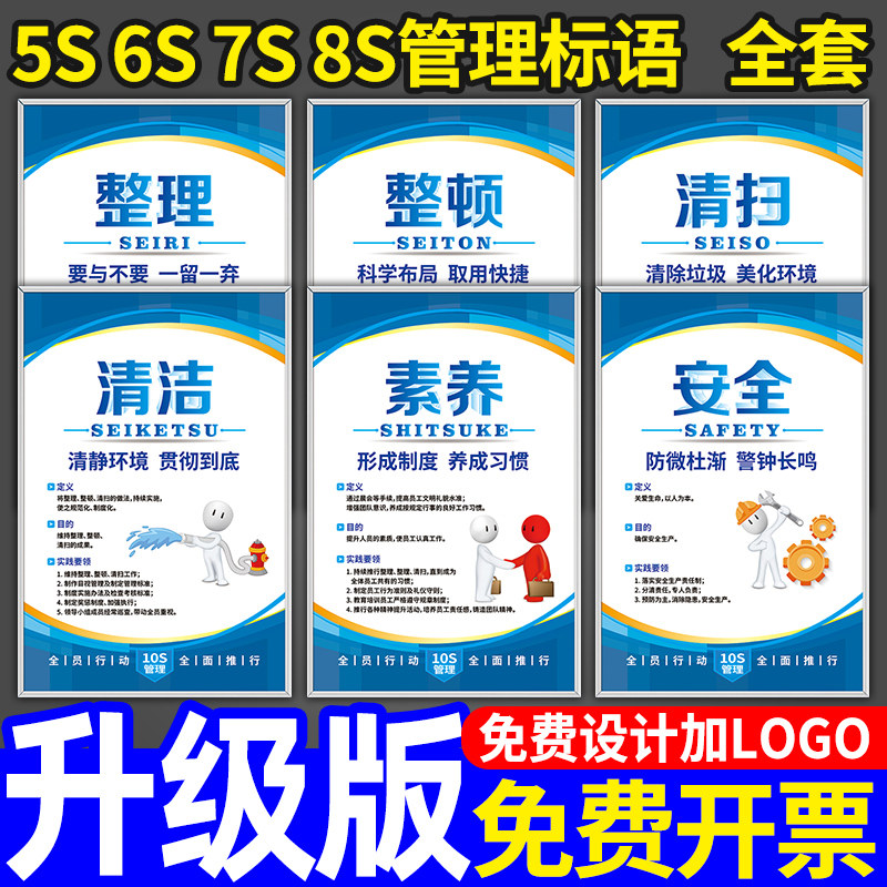 6S管理标语标识牌规章制度牌上墙5S企业文化宣传海报7S办公室工厂