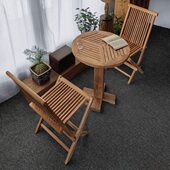 户外庭院全实木简约圆桌三件套小户型家用阳台简易便携式 休闲茶几