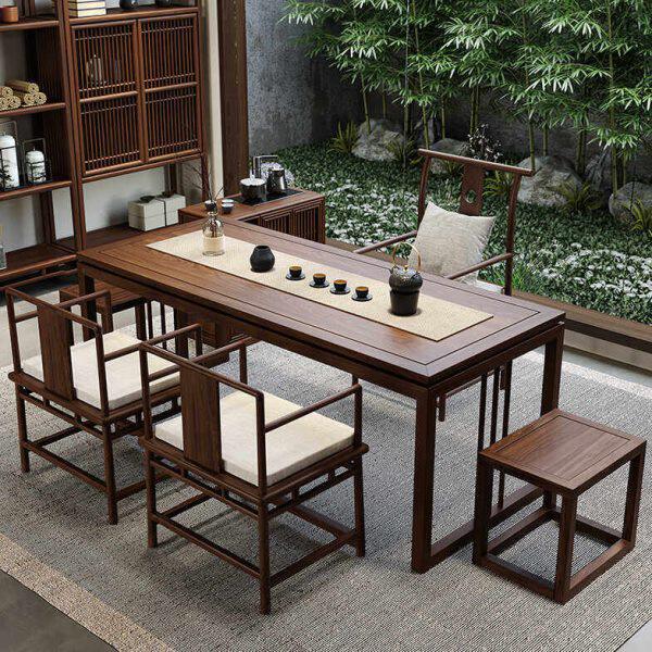 新中式老榆木实木茶桌椅组合现代简约禅意小茶台办公室茶室泡茶桌