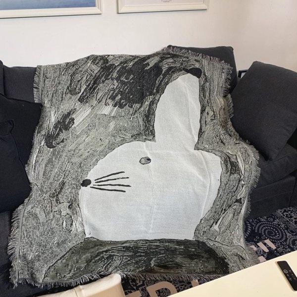 黑白兔沙发毯挂毯抽象简约水彩素描文艺术创意个性户外室内多用毯,居家布艺,挂毯/壁毯,淘宝优惠券,粉丝福利购,淘宝优惠卷