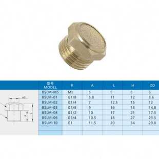气动消声器BSLM-M5/01/02/03/04/06/10电磁阀铜耐磨降噪消声器