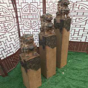 拴马桩石雕仿古做旧青石石狮子栓马石桩庭院室内装饰栓马桩