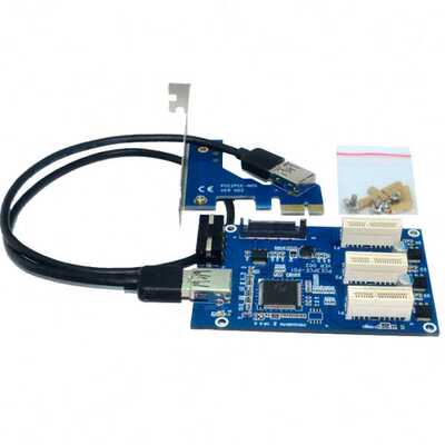 PCI-E转PCIe转接卡 PCI-E转PCIe 1X接口扩展卡 1拖3PCIe 1X插槽