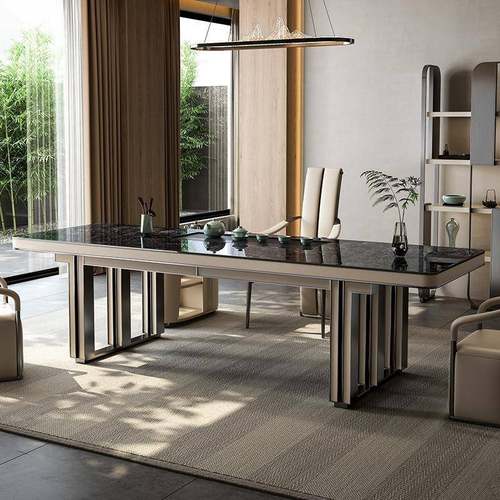 高端奢石岩板台茶办公室大板功夫茶现代简约泡UML茶椅组桌合一桌