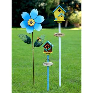 户外庭t5675107院阳台实造鸟景布置窝木插牌园景观草坪网红林院子