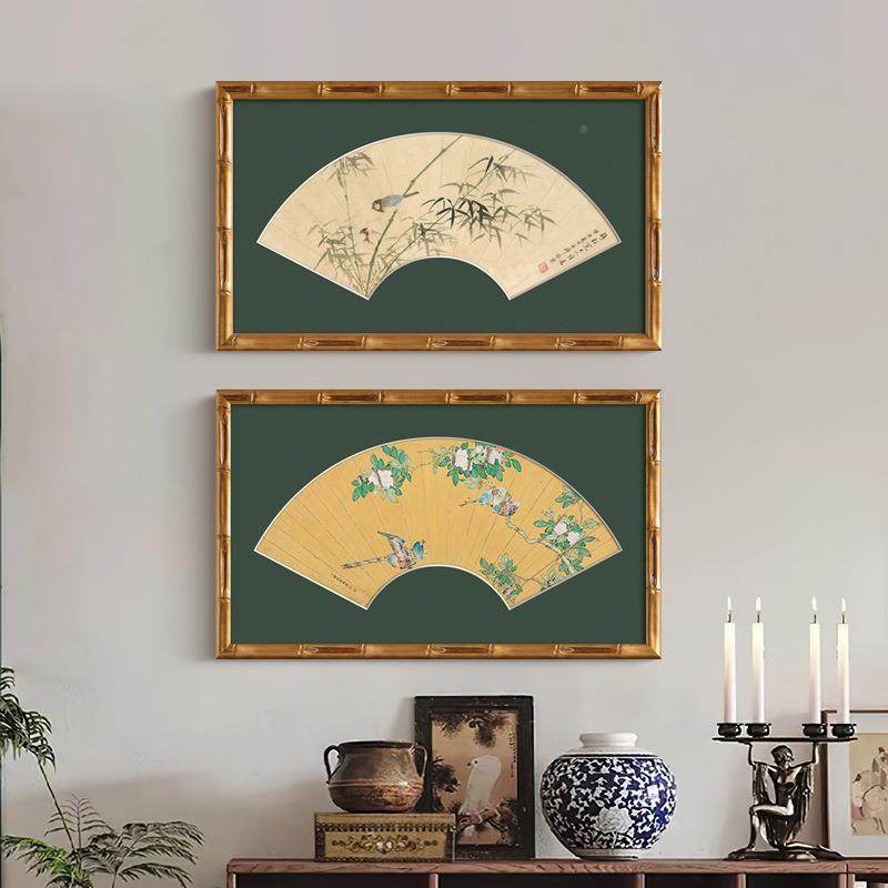 法式实木卡纸中风水YLC客装饰画厅扇形中式复古餐厅挂画中古山风,家居饰品,现代装饰画,淘宝优惠券,粉丝福利购,淘宝优惠卷