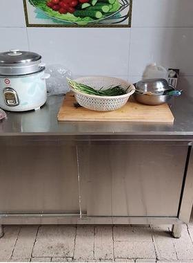 加厚子不锈钢拉门工作商用厨房橱柜柜食堂不SWN锈钢厨储物柜操台