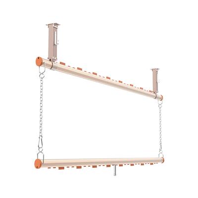 KI9大容量双层晾衣S杆定制顶装固F7675M55定杆手度动升降晒衣杆可