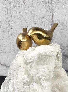 新中式轻天然晶板石铜SF19004/色小鸟抽厅象摆件客玄关奢桌面样间