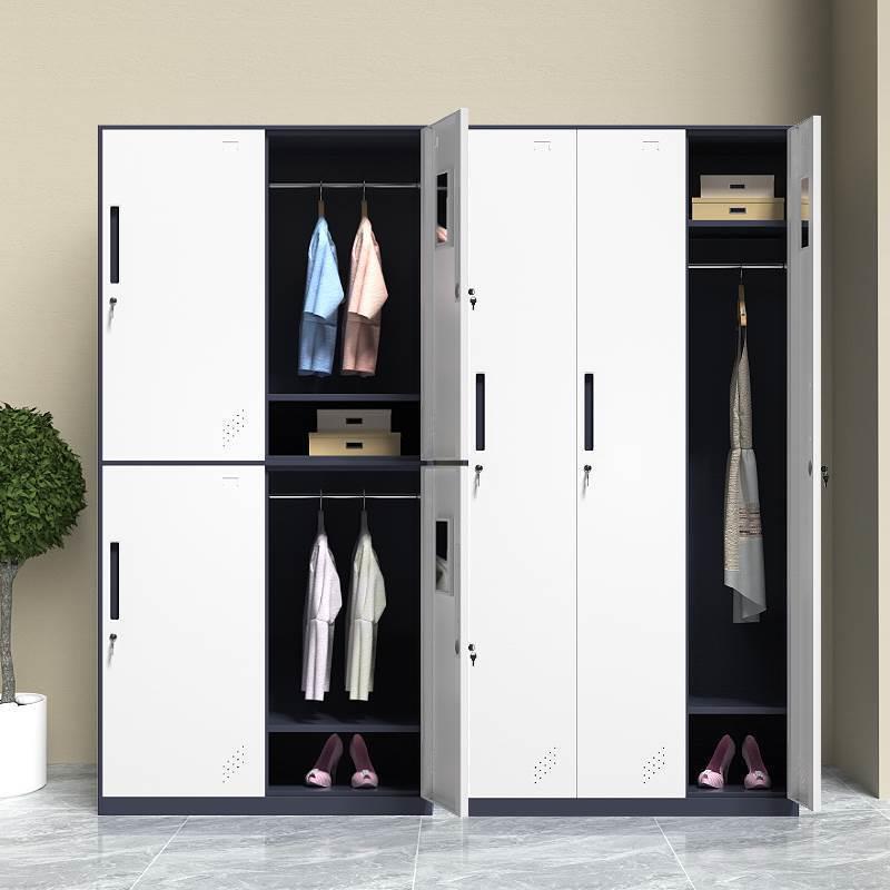 钢制套色更色套色更衣衣柜边窄物多门柜铁皮员工存包柜带锁加厚咖